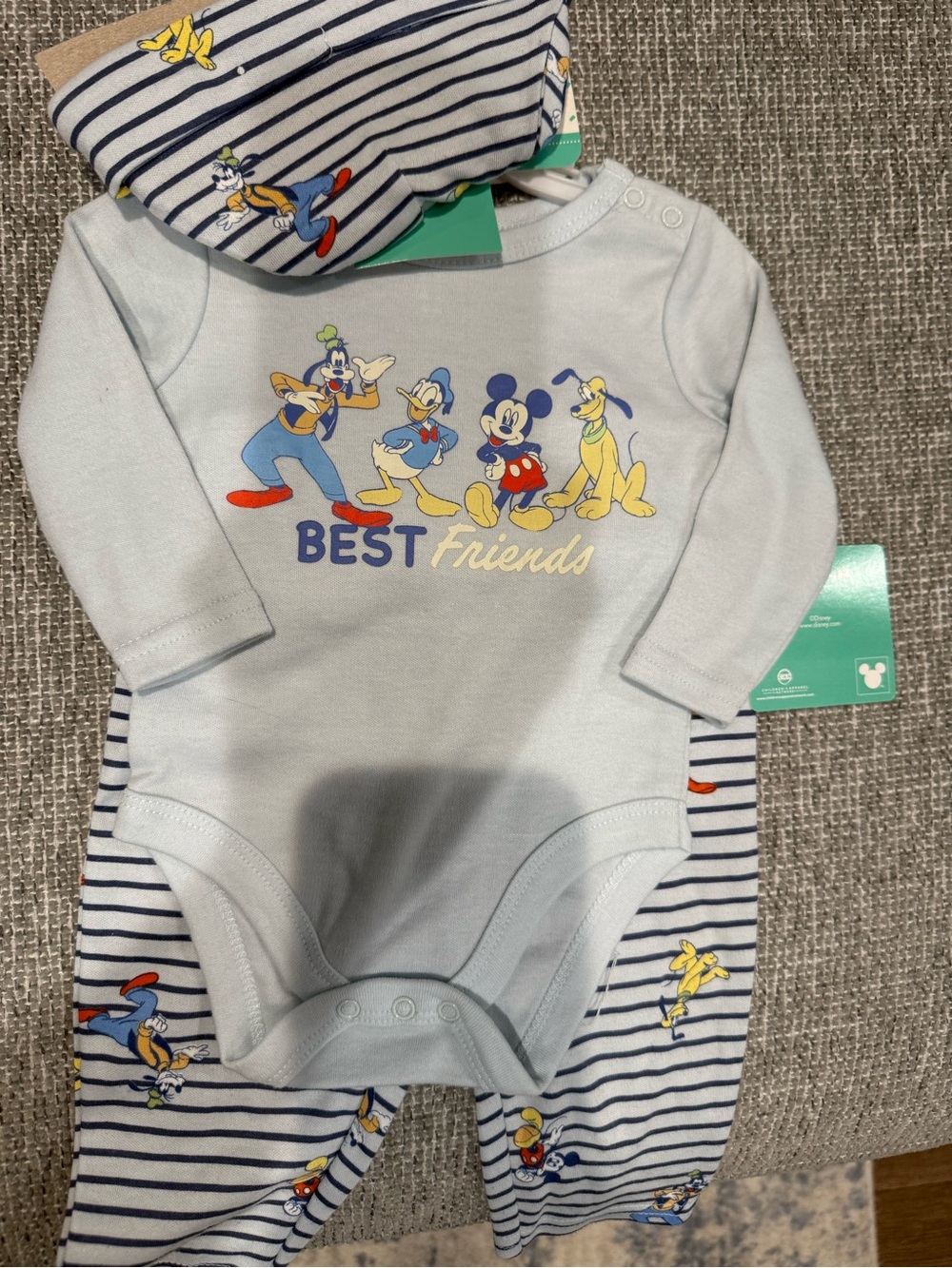 Disney Light Blue 'Best Friends' Mickey & Friends One-Piece Set